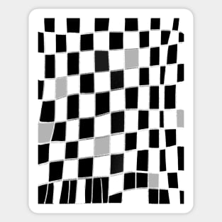 Funky check black grey white Sticker